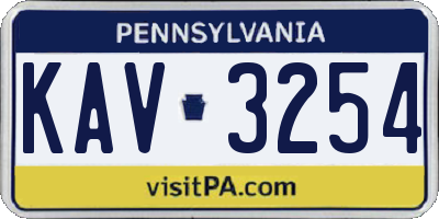 PA license plate KAV3254
