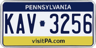 PA license plate KAV3256