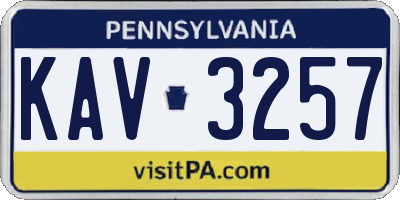 PA license plate KAV3257