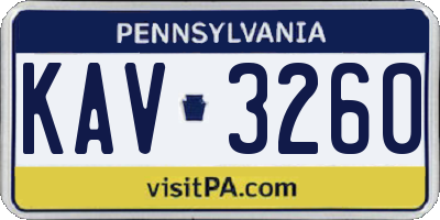 PA license plate KAV3260