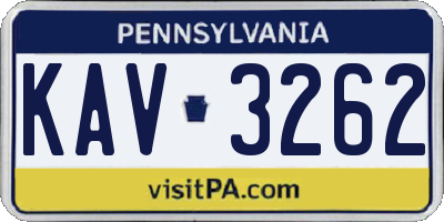 PA license plate KAV3262