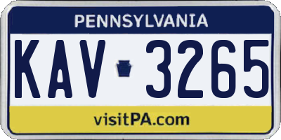 PA license plate KAV3265