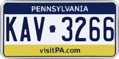PA license plate KAV3266