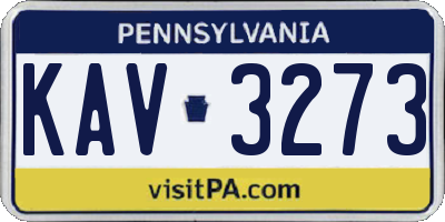 PA license plate KAV3273