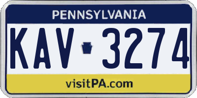 PA license plate KAV3274