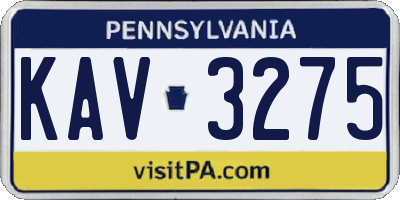 PA license plate KAV3275