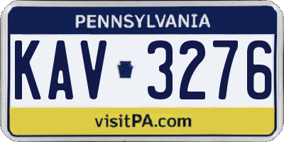PA license plate KAV3276