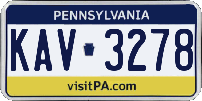 PA license plate KAV3278