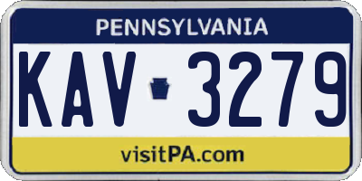 PA license plate KAV3279