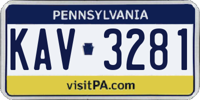 PA license plate KAV3281