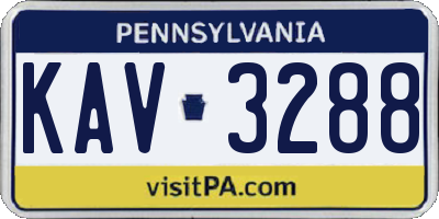 PA license plate KAV3288