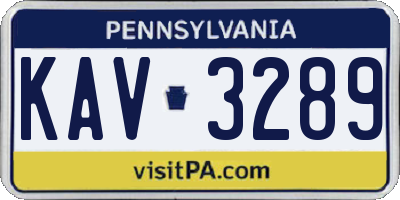 PA license plate KAV3289