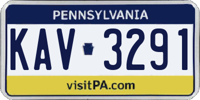 PA license plate KAV3291