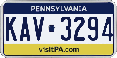 PA license plate KAV3294