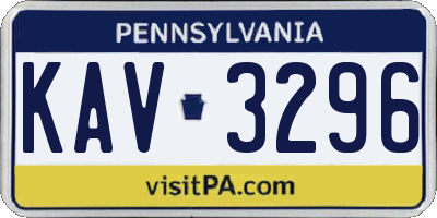PA license plate KAV3296