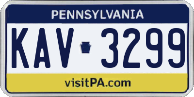 PA license plate KAV3299
