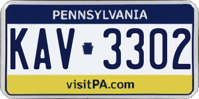 PA license plate KAV3302