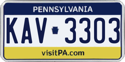 PA license plate KAV3303