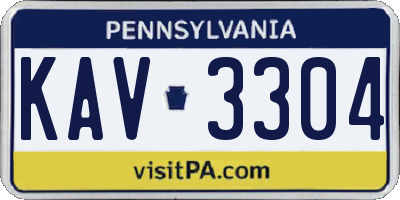 PA license plate KAV3304