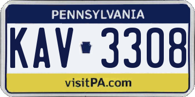 PA license plate KAV3308