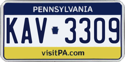 PA license plate KAV3309