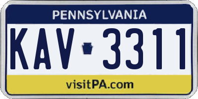 PA license plate KAV3311