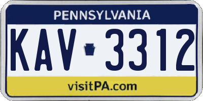 PA license plate KAV3312