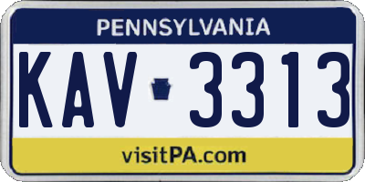 PA license plate KAV3313