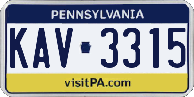 PA license plate KAV3315