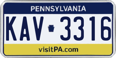 PA license plate KAV3316