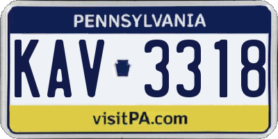 PA license plate KAV3318