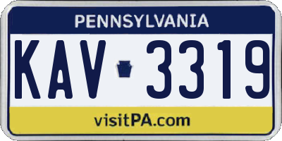 PA license plate KAV3319