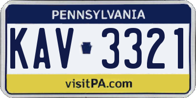 PA license plate KAV3321