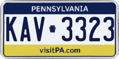 PA license plate KAV3323