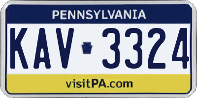 PA license plate KAV3324