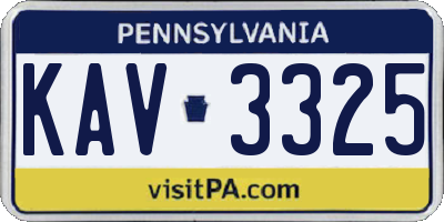 PA license plate KAV3325