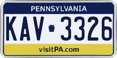 PA license plate KAV3326