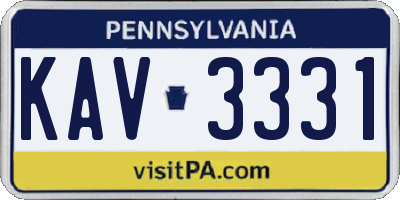 PA license plate KAV3331