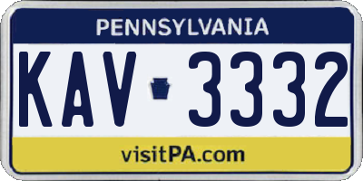 PA license plate KAV3332