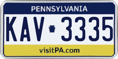 PA license plate KAV3335