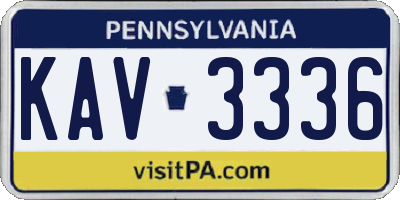 PA license plate KAV3336