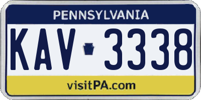 PA license plate KAV3338