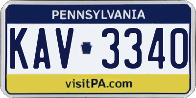 PA license plate KAV3340