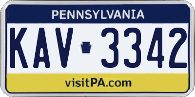 PA license plate KAV3342