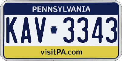 PA license plate KAV3343