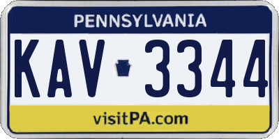 PA license plate KAV3344