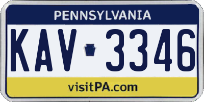 PA license plate KAV3346