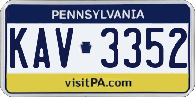 PA license plate KAV3352