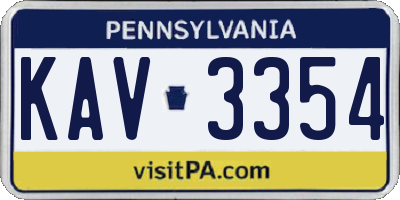 PA license plate KAV3354