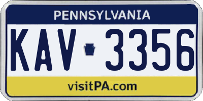 PA license plate KAV3356